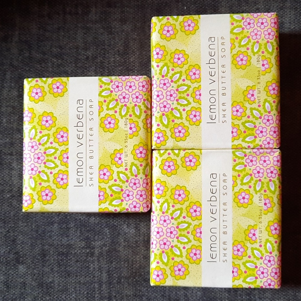 Lemon Verbena Shea Butter Spa Bar Bath Soap Set 6.35oz Bars Pretty Gift NWT